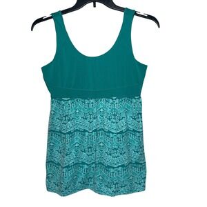 Alpine‎ Design Womens Teal Printed Empire Waist Tank Top Size Medium